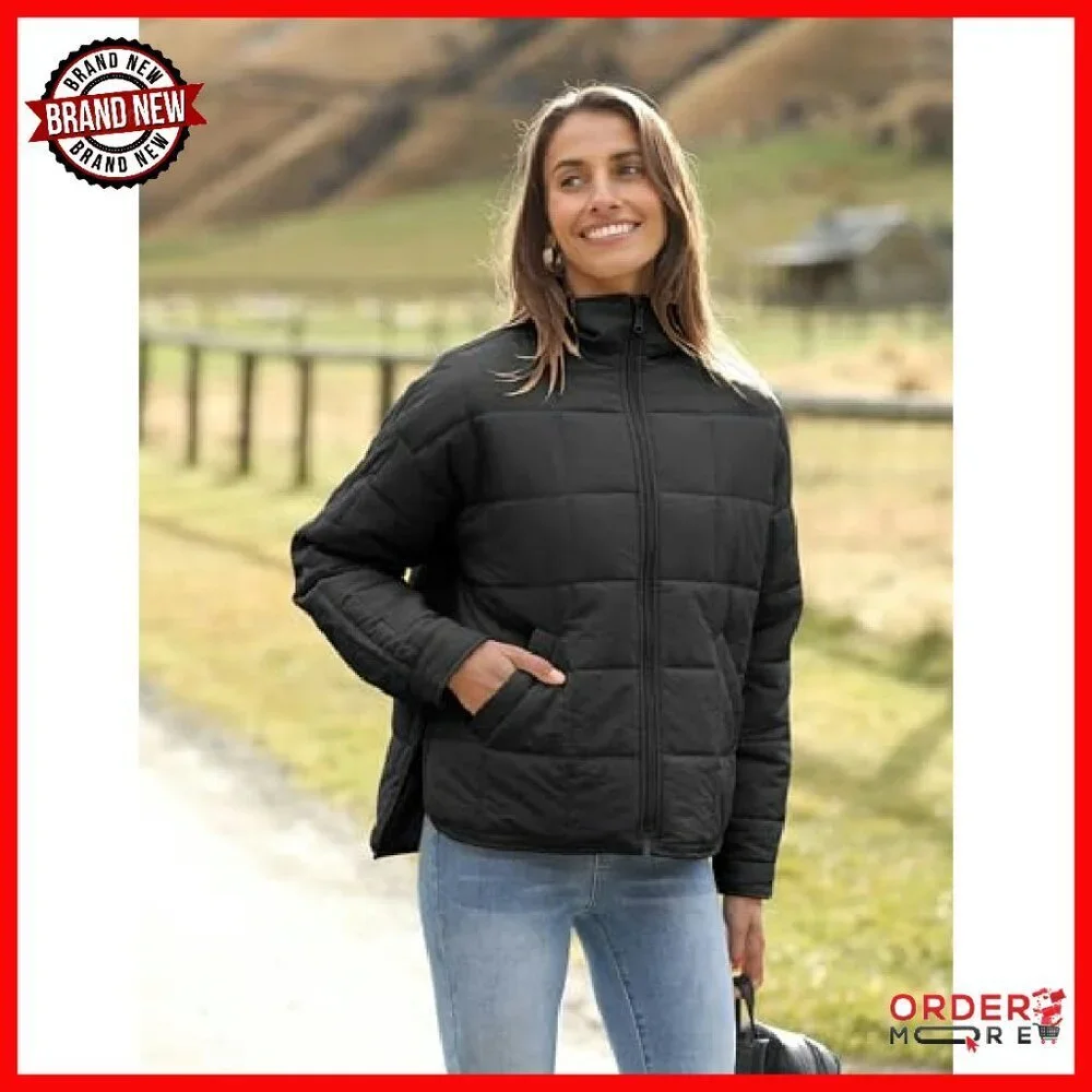 Oversized Quilted Puffer Jacket Lightweight Casual Boyfriend Style - Picture 3 of 8